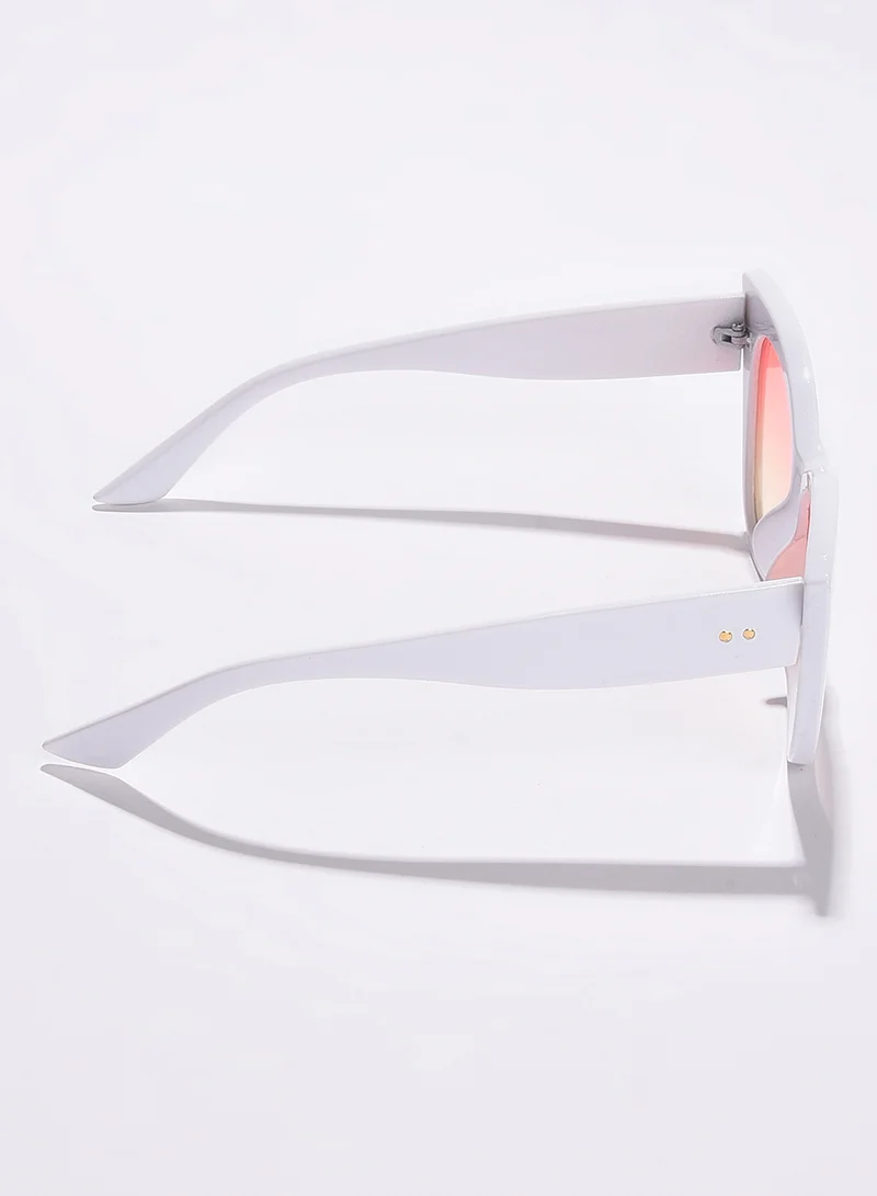 Haute Sauce Pink Lens White Cateye Sunglasses