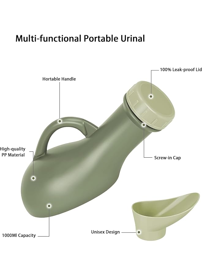 Excefore Travel Toilet Urinal Bottles Urinal Pee Bottle With Funnel And Spill Proof Screw Lid Unisex Portable Urine Bottle Emergency Toilet For Car Travel Camping 1000Ml - Image 3