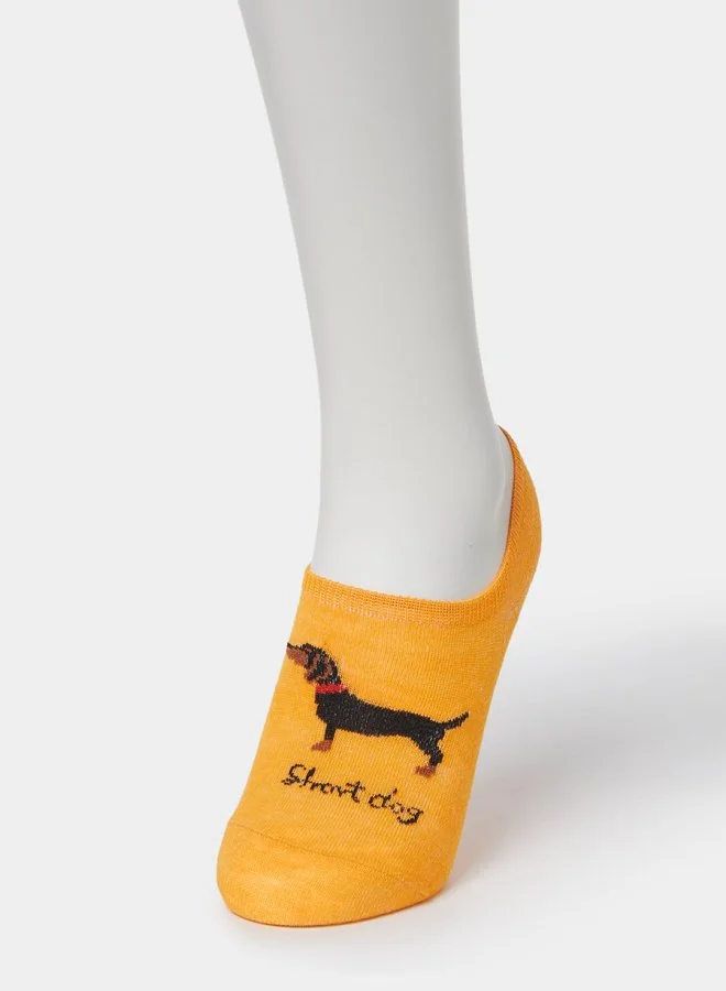 ستايلي Pack of 5 - Dog Print Shoe Liner Socks