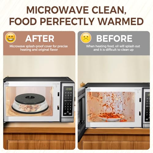 WENWELL 12 Inchs Microwave Splatter Cover & Silicone Mat, Large Vented Collapsible Guard dish Plate lid & Round Kitchen mat for food - Image 2