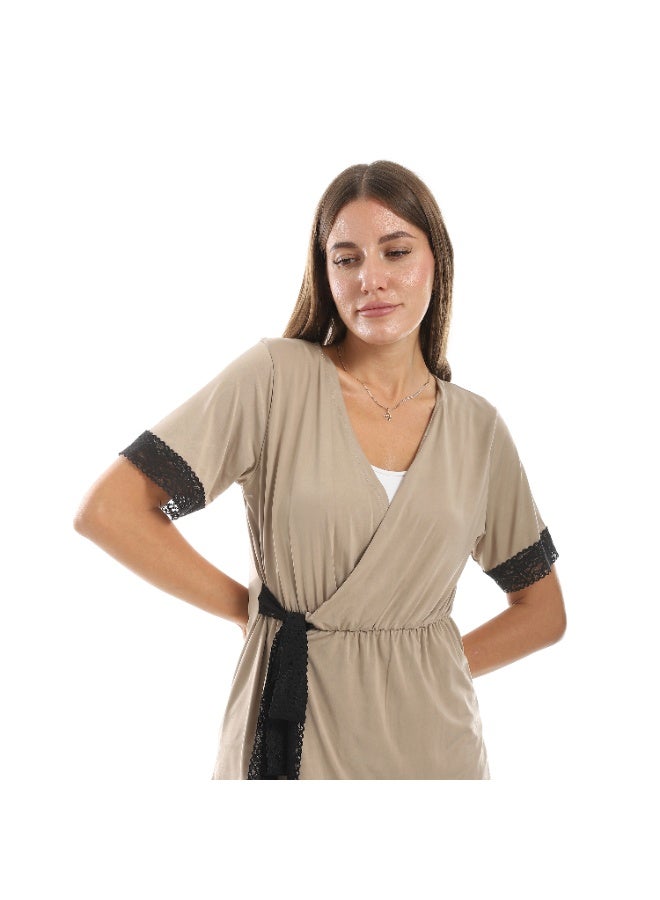 Caesar Women's two-piece pajamas with a belt at the waist - Image 5