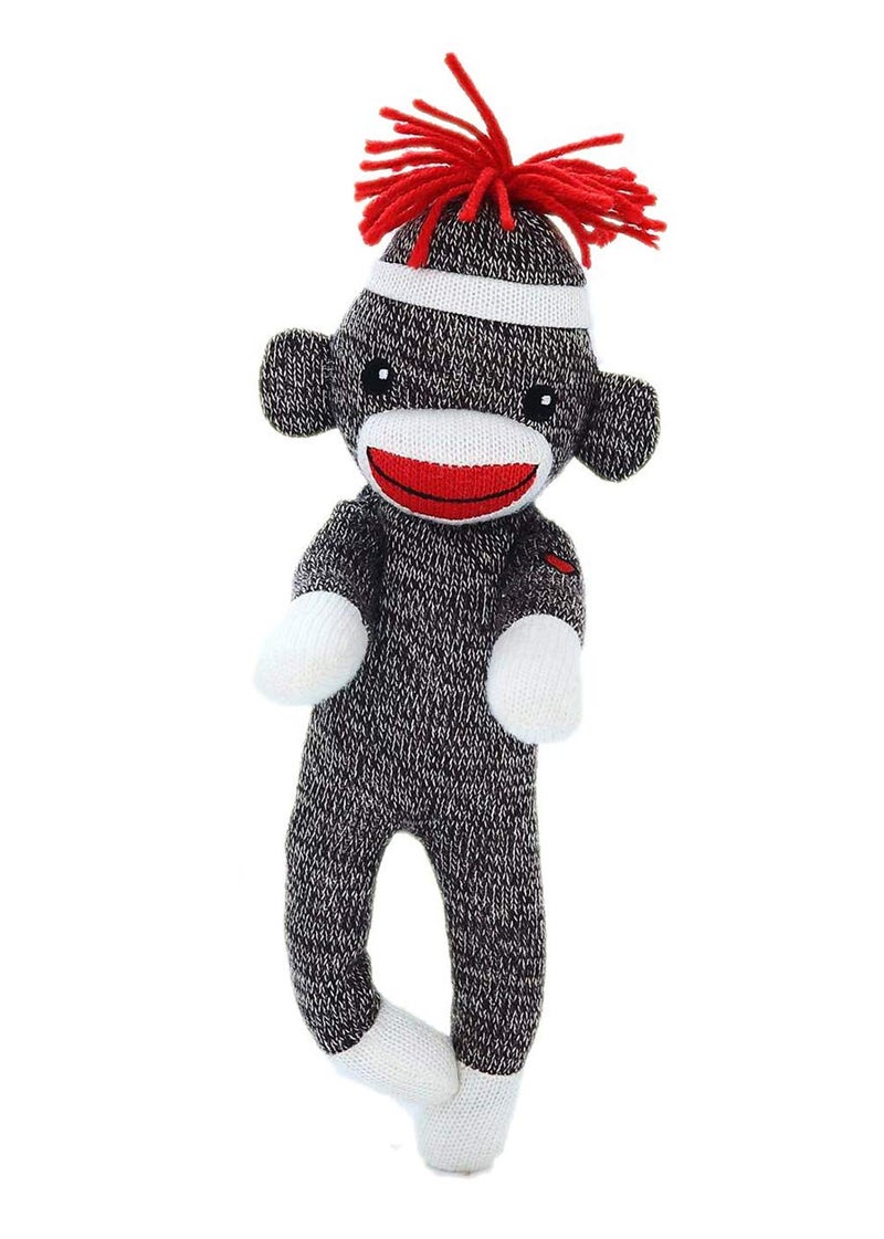 Plushland Adorable Sock Monkey 8 Inches Tall Soft Realistic Plush Knitted Stuffed Animal Toy Gift for Kids Babies Teens Girls and Boys New Brown - Image 3