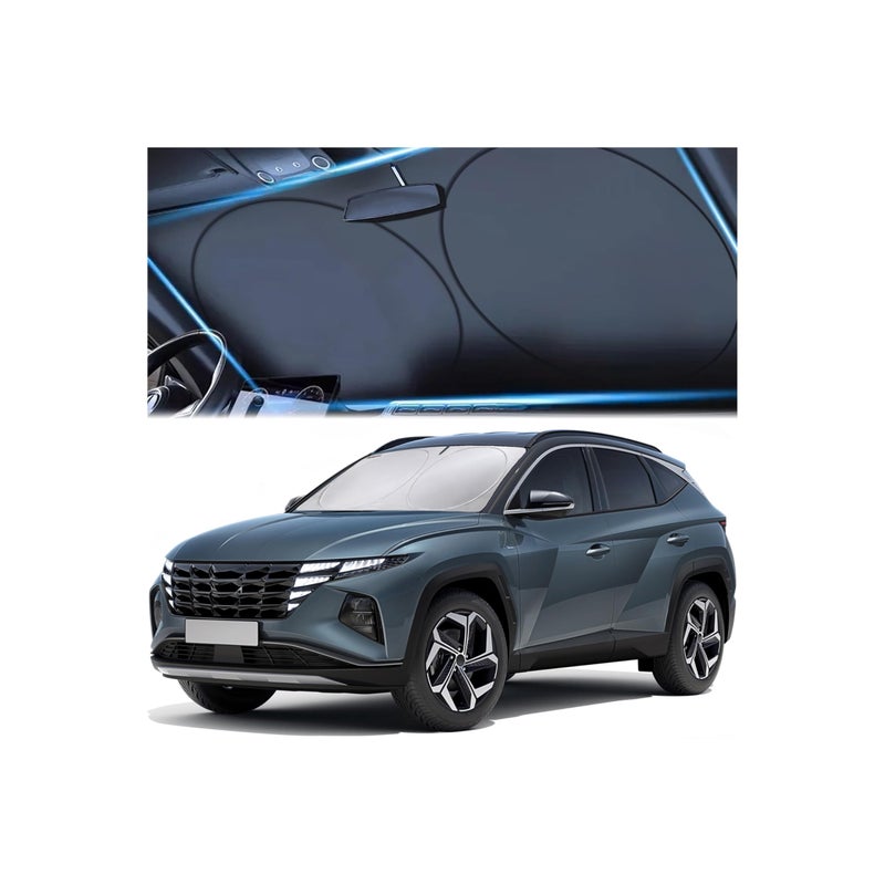 Windshield Sun Shade Reflective Sunshade for Car Windshield with Mirror CutOut Blocks 99 UV Rays Keeps Vehicle Cool Fits Cars Trucks SUVs Vans FadeResistant Large