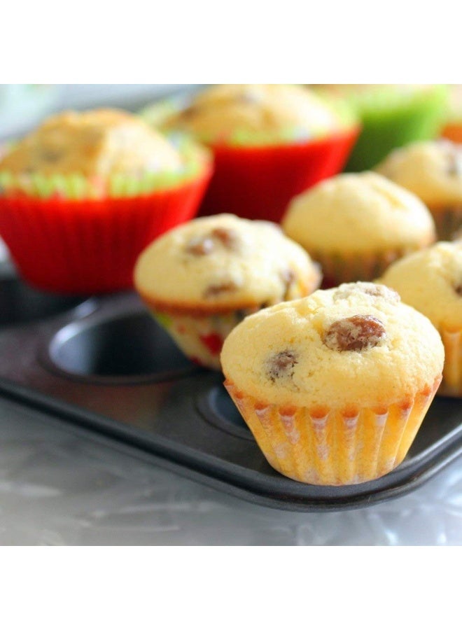 IELEK Silicone Cupcake Liners Baking Cups Non-Stick Jumbo Reusable Muffin Molds Bento Bundle Lunch Box Dividers (30-Pack) - Image 3