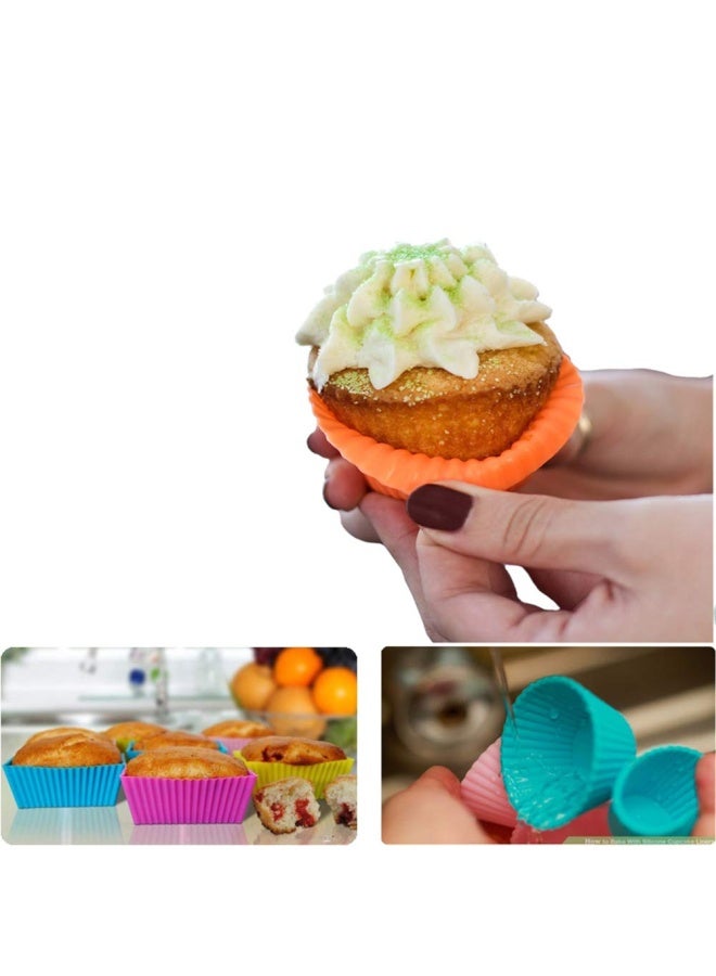 IELEK Silicone Cupcake Liners Baking Cups Non-Stick Jumbo Reusable Muffin Molds Bento Bundle Lunch Box Dividers (30-Pack) - Image 2