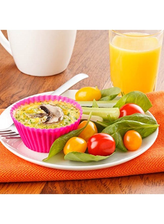 IELEK Silicone Cupcake Liners Baking Cups Non-Stick Jumbo Reusable Muffin Molds Bento Bundle Lunch Box Dividers (30-Pack) - Image 5