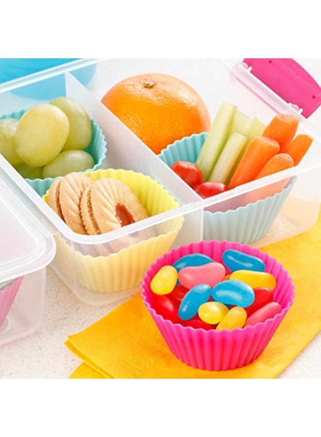 IELEK Silicone Cupcake Liners Baking Cups Non-Stick Jumbo Reusable Muffin Molds Bento Bundle Lunch Box Dividers (30-Pack) - Image 4