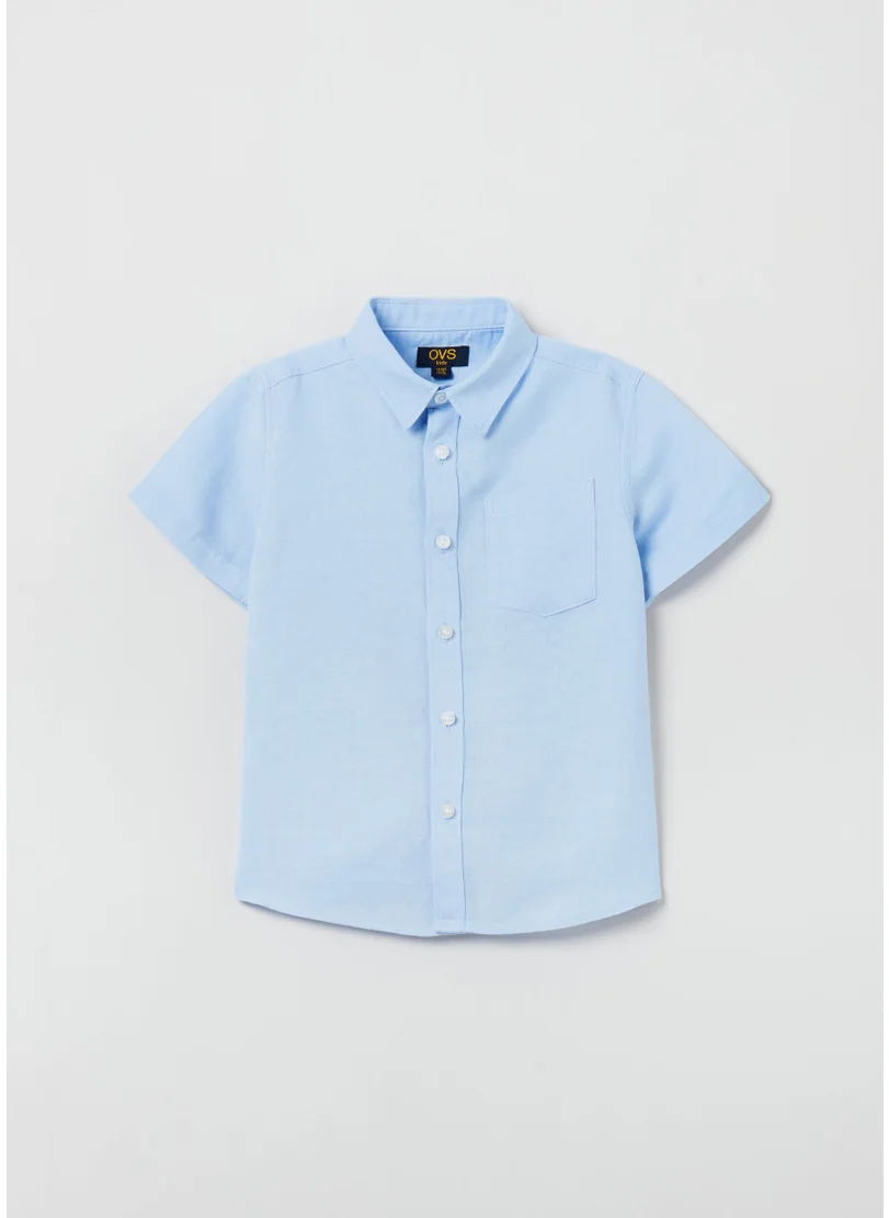 Ovs Linen And Cotton Short-Sleeved Shirt.