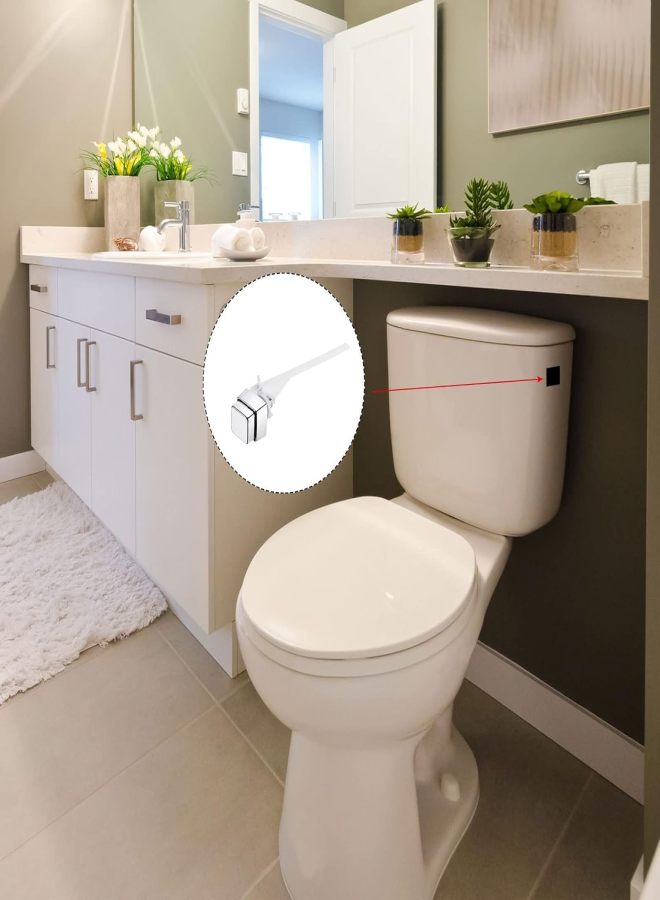 Side-mounted toilet button flush Universal handle replacement kit easy to install water tank lever accessories silver white - Image 5