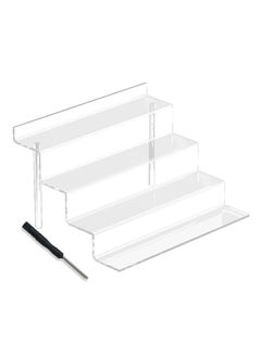 GUDOO Acrylic Risers Display Stands 4 Tier Clear Perfume Organizer for Dresser 9" Acrylic Tiered Stand Figure Stand Display Rack Tiered Shelf for Lotion Organizer Cake Stand Display Skincare Stand Clear 9 x6 inches  - Image 1