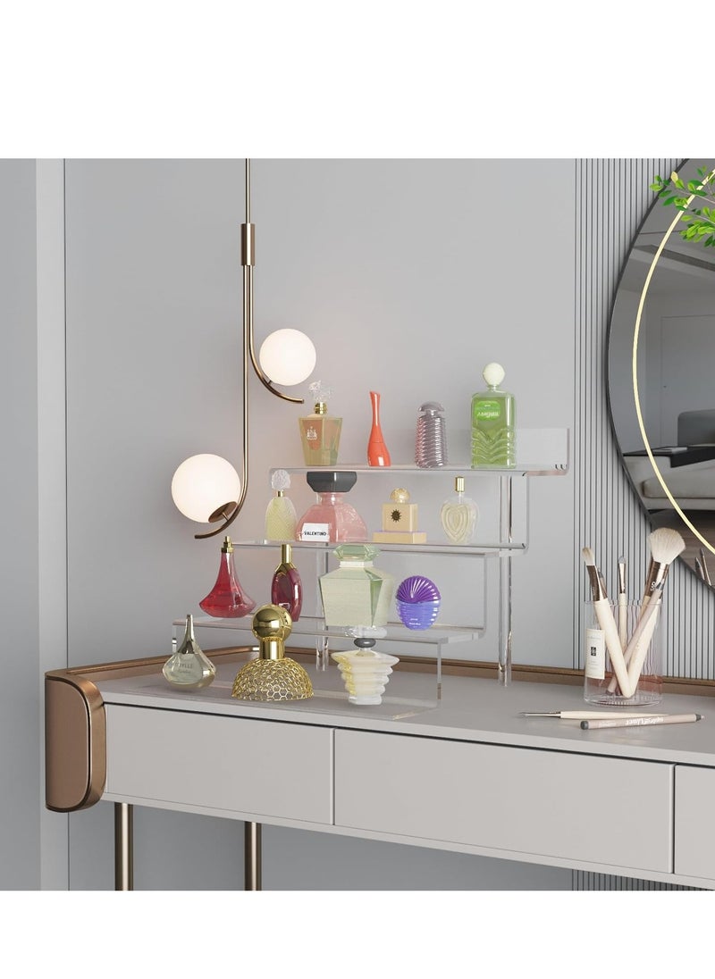 GUDOO Acrylic Risers Display Stands 4 Tier Clear Perfume Organizer for Dresser 9" Acrylic Tiered Stand Figure Stand Display Rack Tiered Shelf for Lotion Organizer Cake Stand Display Skincare Stand Clear 9 x6 inches  - Image 2