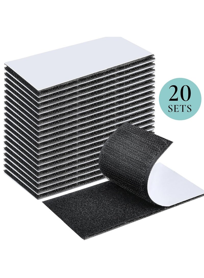 20 Pcs Hook and Loop Tape Strips,with Adhesive Sticky Back Fastener, Heavy Duty Double Side Mounting Tape Industrial Strength Interlocking Tape for Home School Office,2x4 inch - Image 1