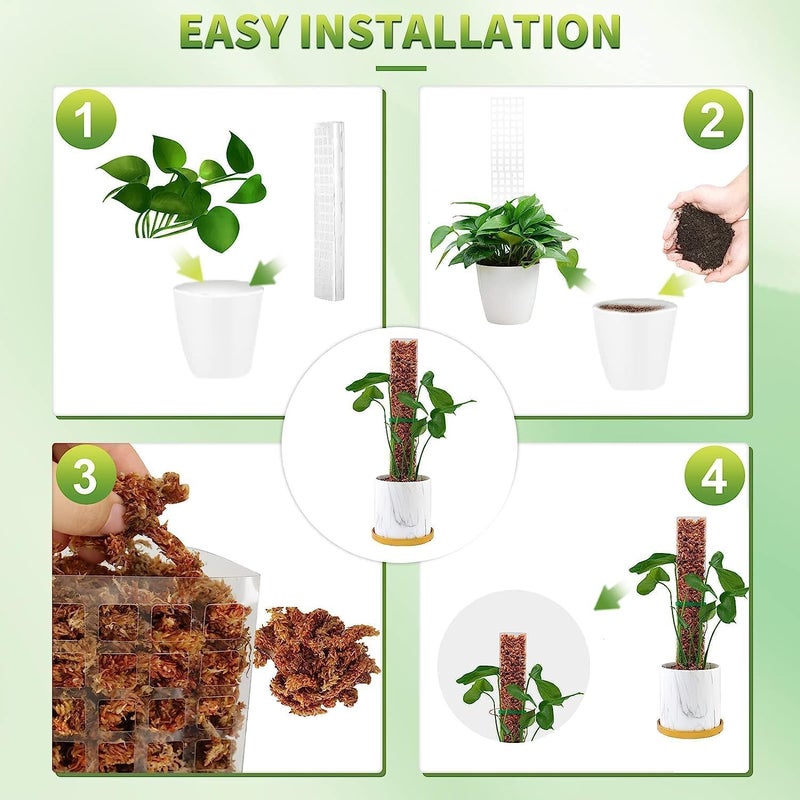 HZYH 6 Pcs 24 Inch Plastic Moss Pole for Plants Monstera, Plant Poles for Climbing Plants, Train Your Plants to Grow Upwards, Plant Support for Indoor Plants Work with Sphagnum  Moss - Image 3