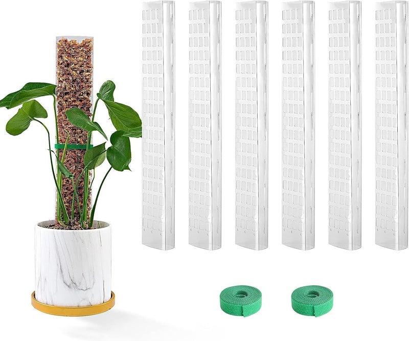 HZYH 6 Pcs 24 Inch Plastic Moss Pole for Plants Monstera, Plant Poles for Climbing Plants, Train Your Plants to Grow Upwards, Plant Support for Indoor Plants Work with Sphagnum  Moss - Image 1