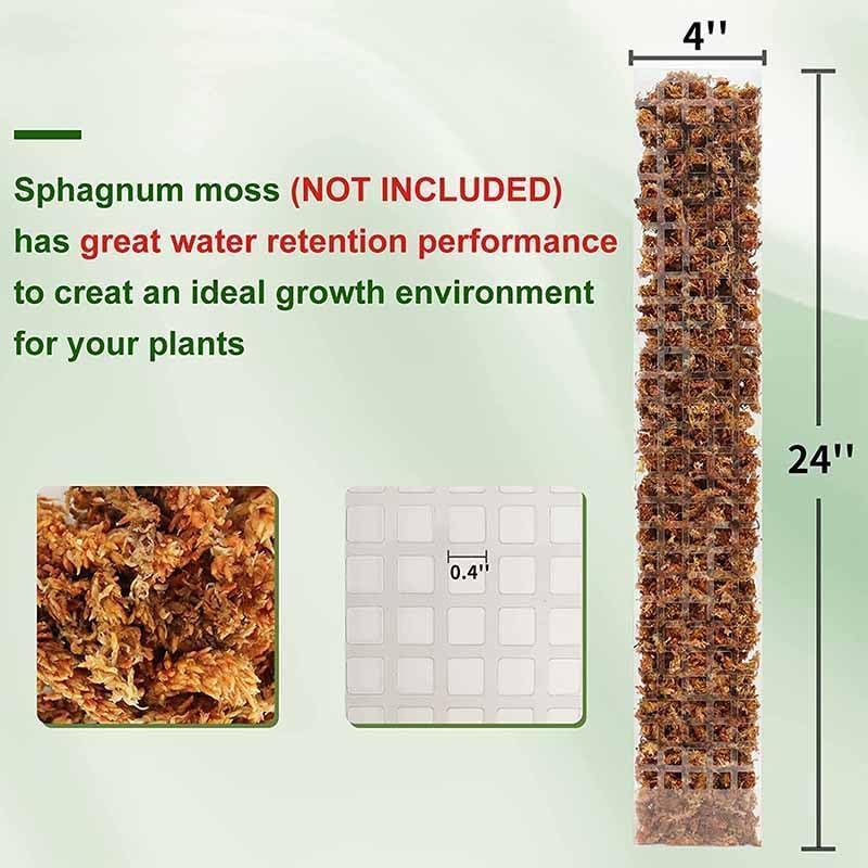HZYH 6 Pcs 24 Inch Plastic Moss Pole for Plants Monstera, Plant Poles for Climbing Plants, Train Your Plants to Grow Upwards, Plant Support for Indoor Plants Work with Sphagnum  Moss - Image 2