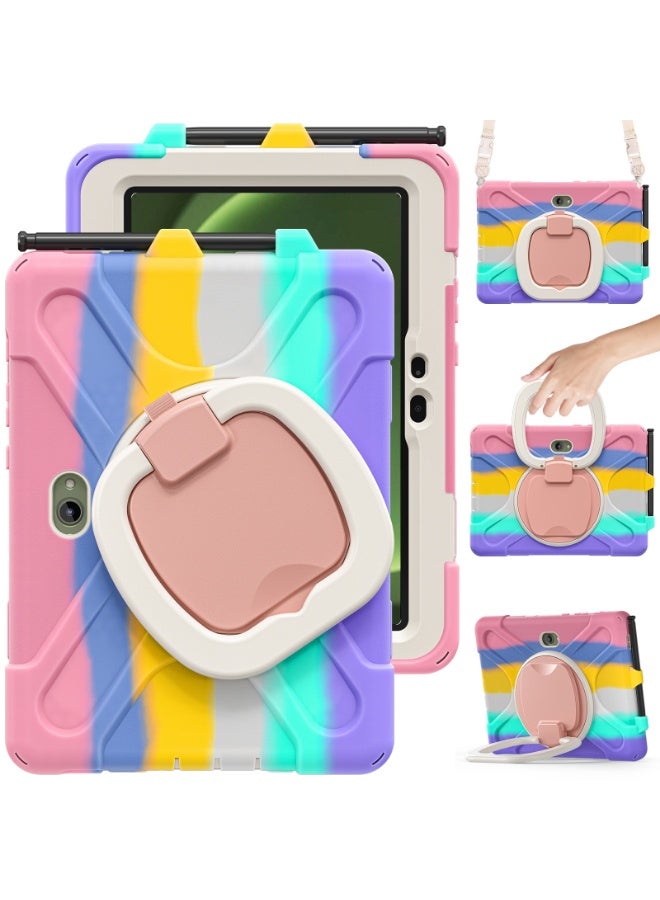 غلاف واقي مضاد للصدمات مع حامل معصم دوار متوافق مع Samsung Tab Active 5 Pro 10.1-inch 2025، متين بدقة عالية ويدعم زوايا متعددة