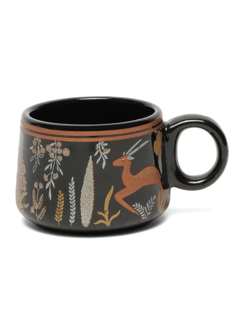 Arrabi Black Handcrafted Printed Ceramic Glossy Animal Tea Set (Set of 6) | C-ARTS-1018-x6 - Image 5