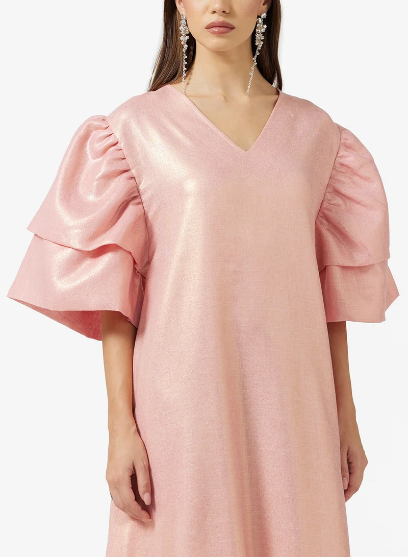 SINOIR LAYERED SLEEVES MIDI DRESS