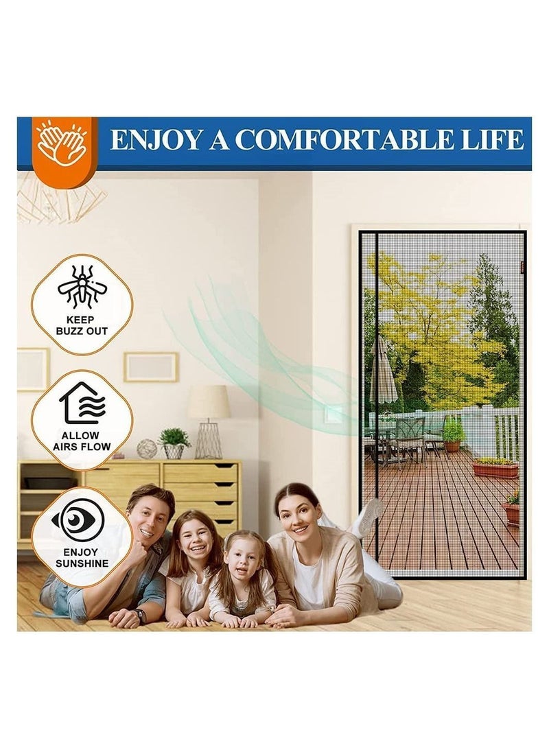 Y&D Magnetic Screen Door Size 100cm x 210cm, Reversible Left Right Side Opening Fireproof Material Not Thicker Fiberglass Mesh Pets Friendly Door for Living Room Bedroom Kitchen  - Image 5