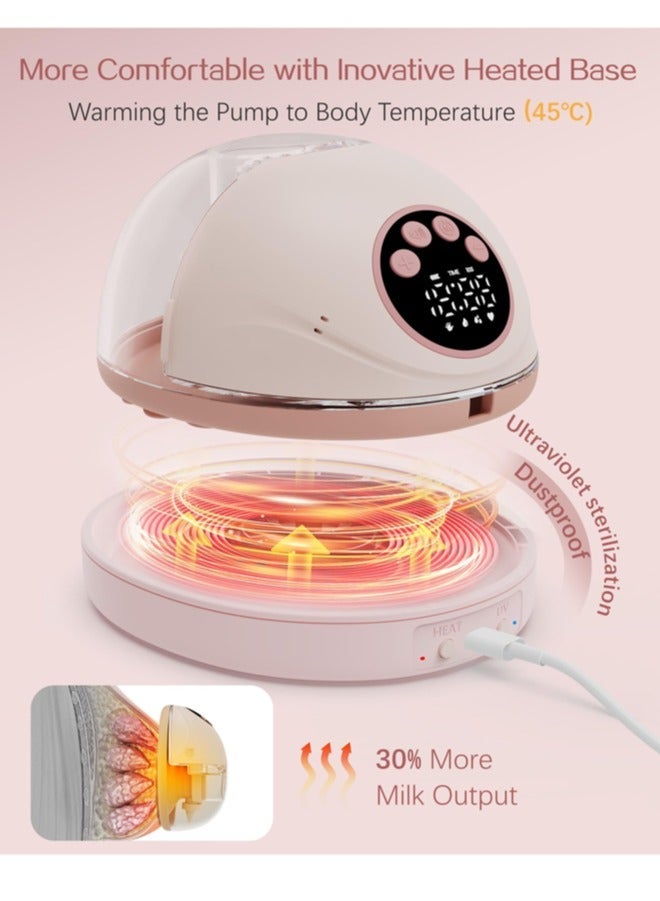 chiteng Electric Breast Milk Pump with Heated Base, Hands Free Breast Pump, Wearable Breastfeeding Pump with Voice Reminder & Auto-Stop Function, 4 Modes/ 12 Levels Hospital Grade Suction, 1200mAh Long Battery Life - Image 2
