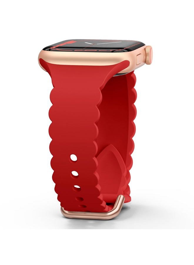 Sunnywoo - Lace Sport Silicone Band Compatible with Apple Watch 38mm 40mm 41mm 42mm 44mm 45mm 46mm 49mm for Women, Soft Wristband Waterproof Replacement for iWatch Series Ultra 10 9 8 SE 7 6 5 4 3 2 1 - Image 1