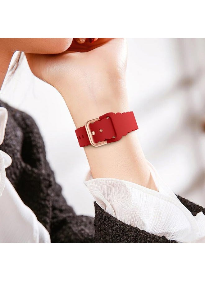 Sunnywoo - Lace Sport Silicone Band Compatible with Apple Watch 38mm 40mm 41mm 42mm 44mm 45mm 46mm 49mm for Women, Soft Wristband Waterproof Replacement for iWatch Series Ultra 10 9 8 SE 7 6 5 4 3 2 1 - Image 1