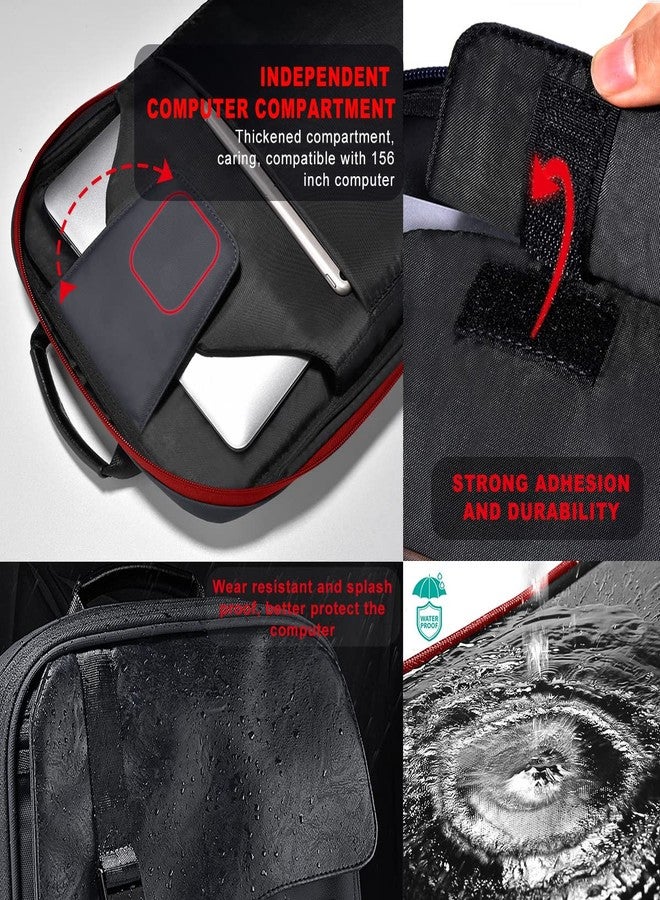 ZINZ Slim & Expandable 15 15.6 16 Inch Laptop Backpack for Business, Waterproof Anti-Theft Travel Backpack Daypack for Men and Women -Black&Red - Image 3