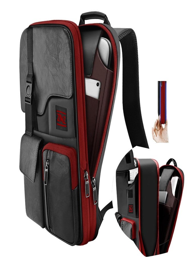 ZINZ Slim & Expandable 15 15.6 16 Inch Laptop Backpack for Business, Waterproof Anti-Theft Travel Backpack Daypack for Men and Women -Black&Red - Image 1