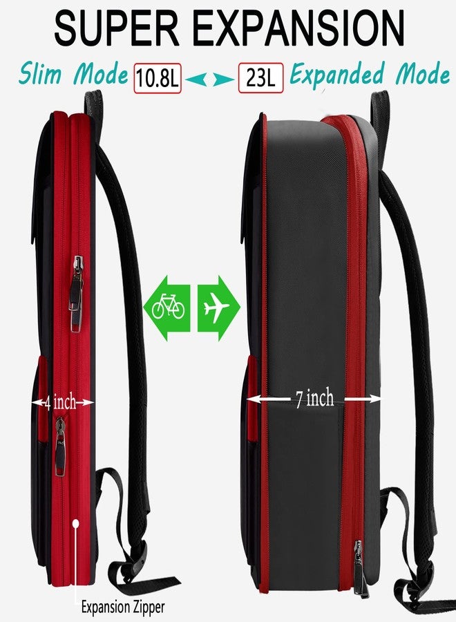 ZINZ Slim & Expandable 15 15.6 16 Inch Laptop Backpack for Business, Waterproof Anti-Theft Travel Backpack Daypack for Men and Women -Black&Red - Image 2