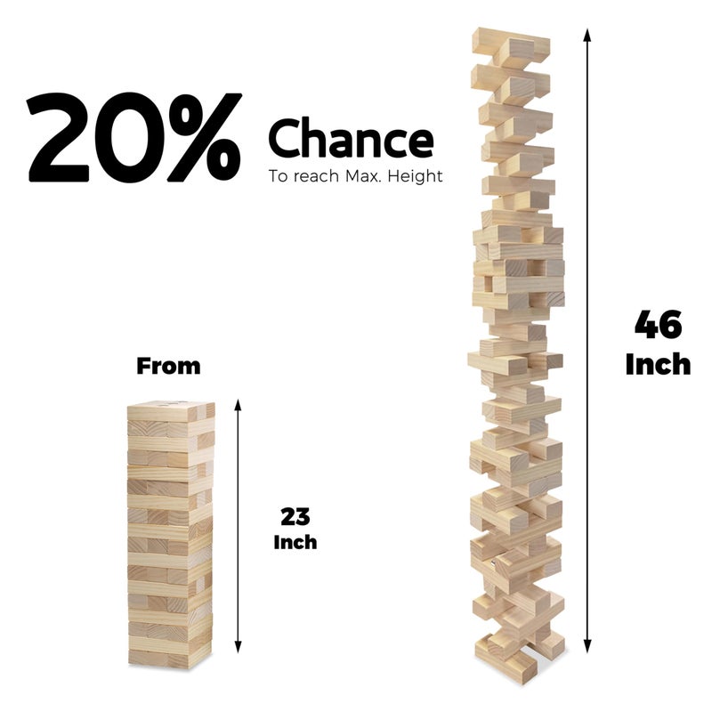 SPORT BEATS Outdoor Games Large Tower Stacking Game, 54 Wooden Blocks, Stack Up to 4 Ft Tall, Includes Carry Bag and Scoreboard, Backyard and Beach Lawn Yard Fun for Adults and Family - Image 2
