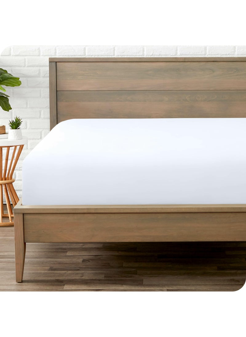 Bare Home Bare Home Fitted Bottom Sheet California King - Premium 1800 Microfiber - Ultra-Soft Wrinkle Free - Deep Pocket - Cal King Fitted Sheet (California King  White)  - Image 1