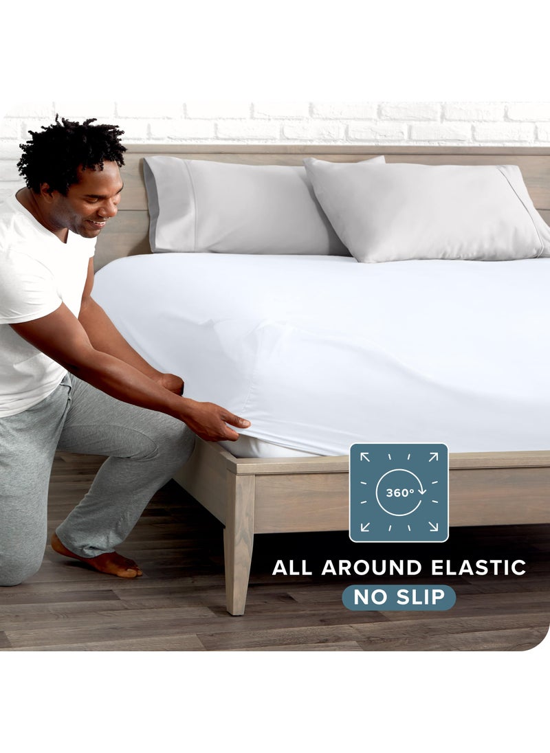 Bare Home Bare Home Fitted Bottom Sheet California King - Premium 1800 Microfiber - Ultra-Soft Wrinkle Free - Deep Pocket - Cal King Fitted Sheet (California King  White)  - Image 3
