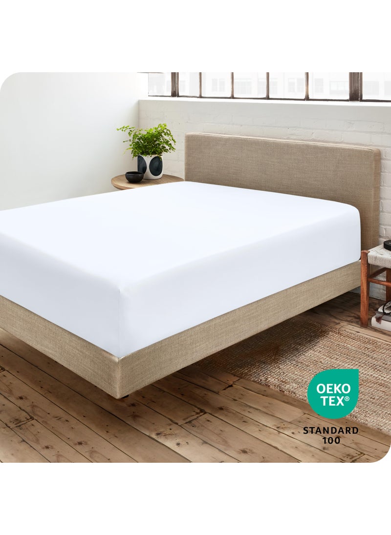 Bare Home Bare Home Fitted Bottom Sheet California King - Premium 1800 Microfiber - Ultra-Soft Wrinkle Free - Deep Pocket - Cal King Fitted Sheet (California King  White)  - Image 4