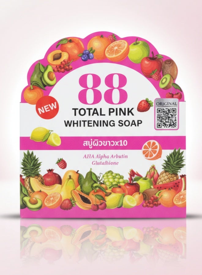 888 توتال وايت صابونة 88 توتال بينك لتفتيح البشرة 80 جم مع ألفا أربوتين وجلوتاثيون لتفتيح وترطيب البشرة للوجه والجسم