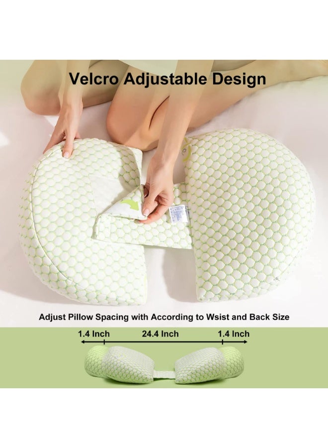 Pregnancy Body Pillow for Sleeping, Maternity Support for Back, Legs, Belly - Green, Washable - Image 4
