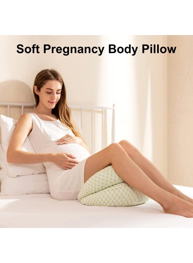 Pregnancy Body Pillow for Sleeping, Maternity Support for Back, Legs, Belly - Green, Washable - Image 2