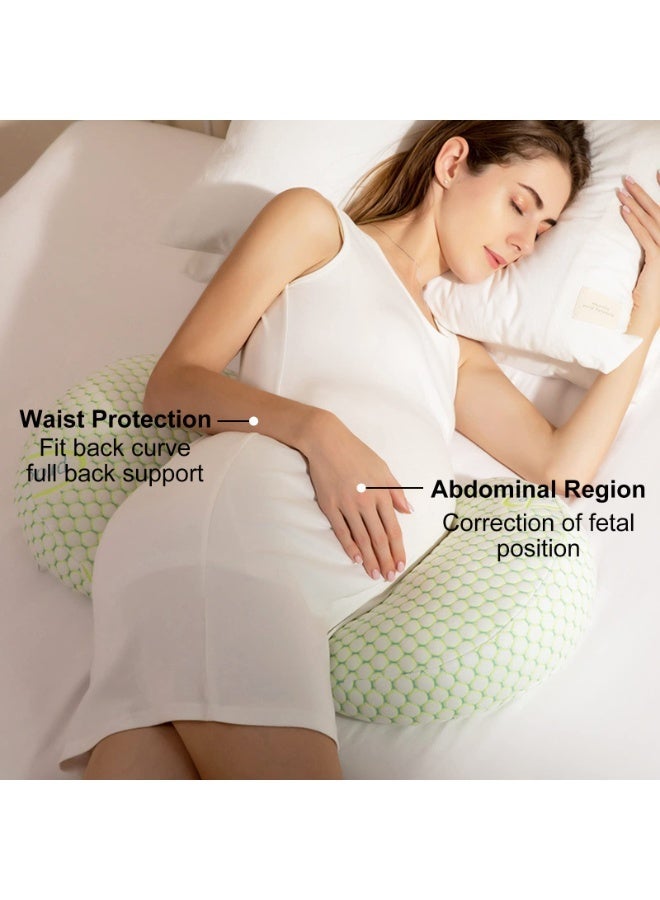Pregnancy Body Pillow for Sleeping, Maternity Support for Back, Legs, Belly - Green, Washable - Image 3