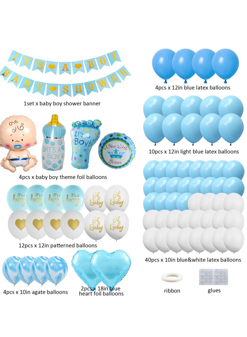 Baby Shower Decorations for Boy, Blue Baby Party Decor Kit with Balloons Boxes, Blue Balloon Garland Backdrop Banner and Tablecloth and Baby Shower Sash, Baby Shower Balloons Boy Balloon Decorations  - Image 2