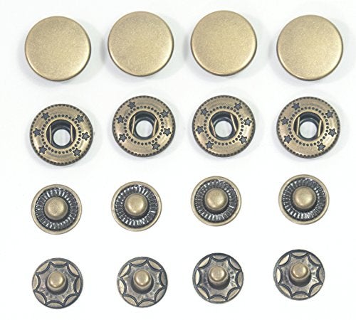 All In One 20 Sets Copper Press Studs Snap Fasteners Poppers Sewing Clothing Snaps Button (Anitque Bronze 15MM) - Image 2