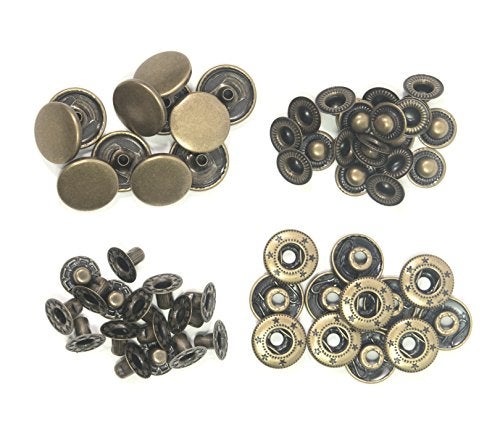 All In One 20 Sets Copper Press Studs Snap Fasteners Poppers Sewing Clothing Snaps Button (Anitque Bronze 15MM) - Image 4