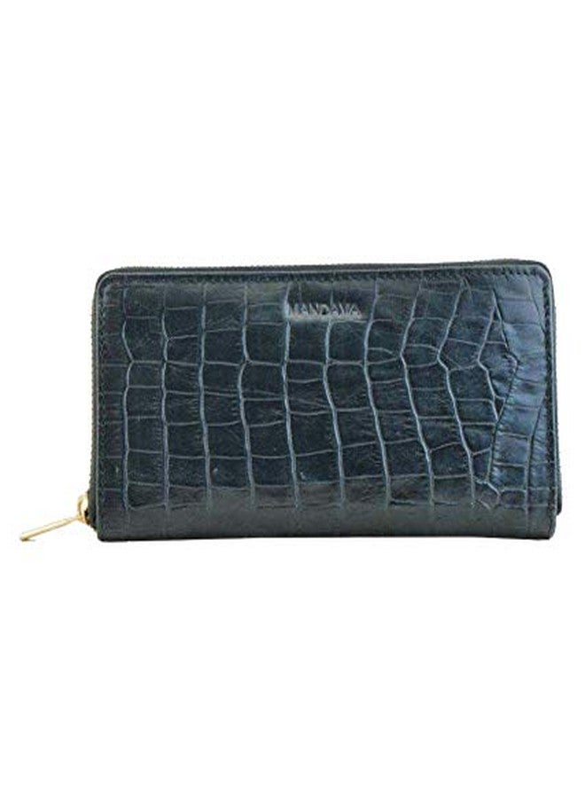 MANDAVA Printed Leather Ladies Wallet (Black) - Image 1