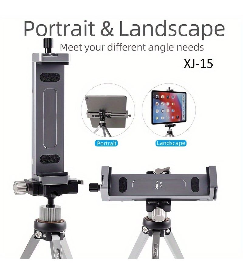 Universal Metal Tablet Stand Desktop Mobile Phone Holder with 1/4 Inch Screw Hole Quick Release Plate XJ15 Titanium - Image 1