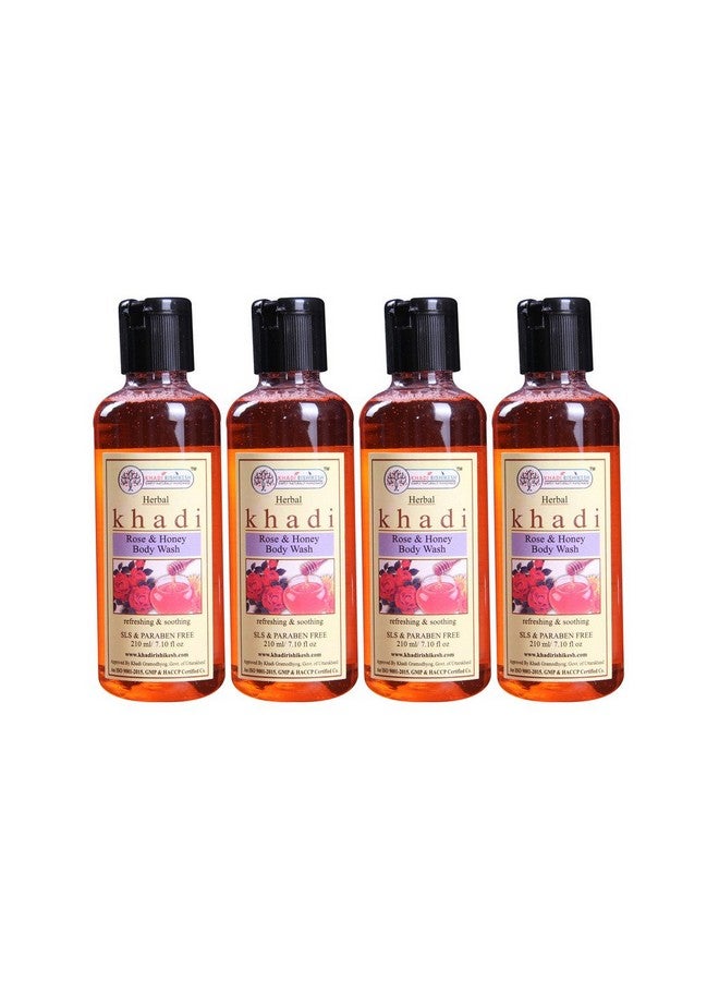 KHADI RISHIKESH Herbal Rose & Honey Body Wash Combo Set Pack Of 210 X 4 (840) Ml - Image 1