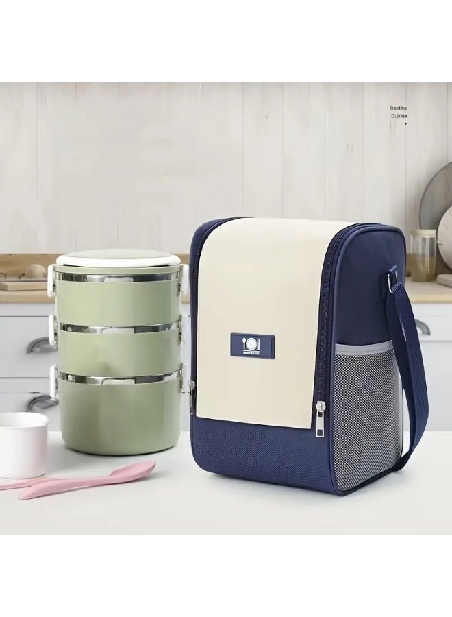 Insulated Reusable Lunch Bag for Adults Men and Women, Large Leak Proof Bag in Blue - Image 1