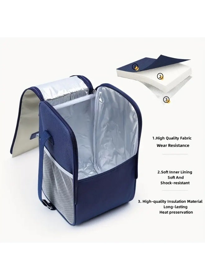 Insulated Reusable Lunch Bag for Adults Men and Women, Large Leak Proof Bag in Blue - Image 2