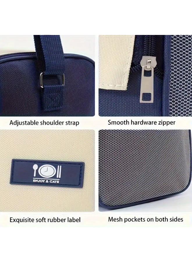 Insulated Reusable Lunch Bag for Adults Men and Women, Large Leak Proof Bag in Blue - Image 3