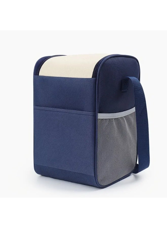 Insulated Reusable Lunch Bag for Adults Men and Women, Large Leak Proof Bag in Blue - Image 4