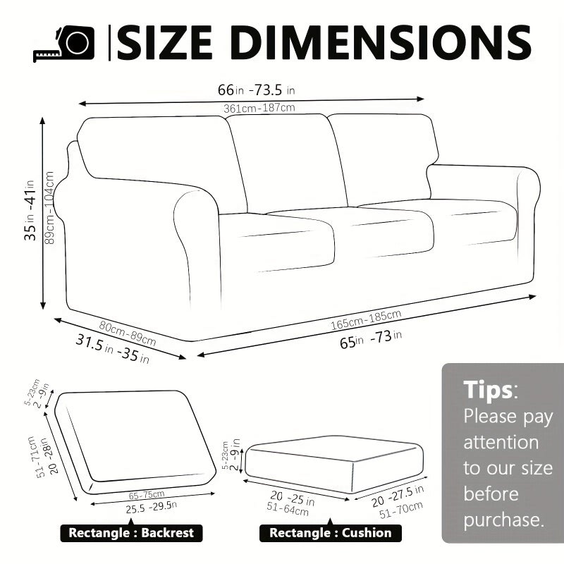 New Gray 1 Seater 3pcs Stretch Sofa Slipcover Set Couch Cover Backrest Cushion Cover Furniture Protector for Living Room Bedroom Office - Image 4