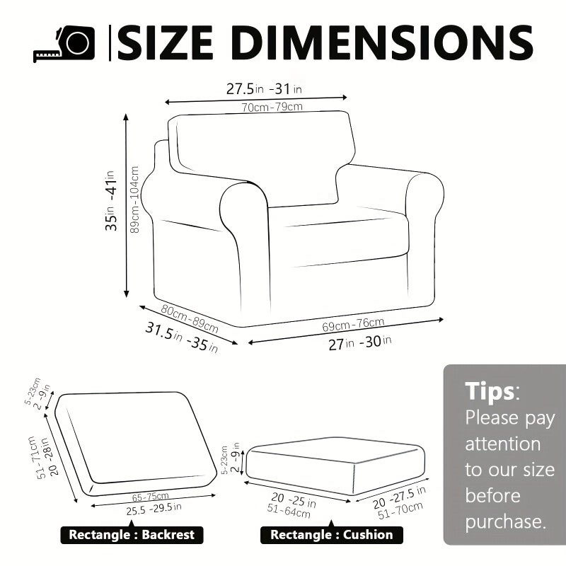 New Gray 1 Seater 3pcs Stretch Sofa Slipcover Set Couch Cover Backrest Cushion Cover Furniture Protector for Living Room Bedroom Office - Image 2