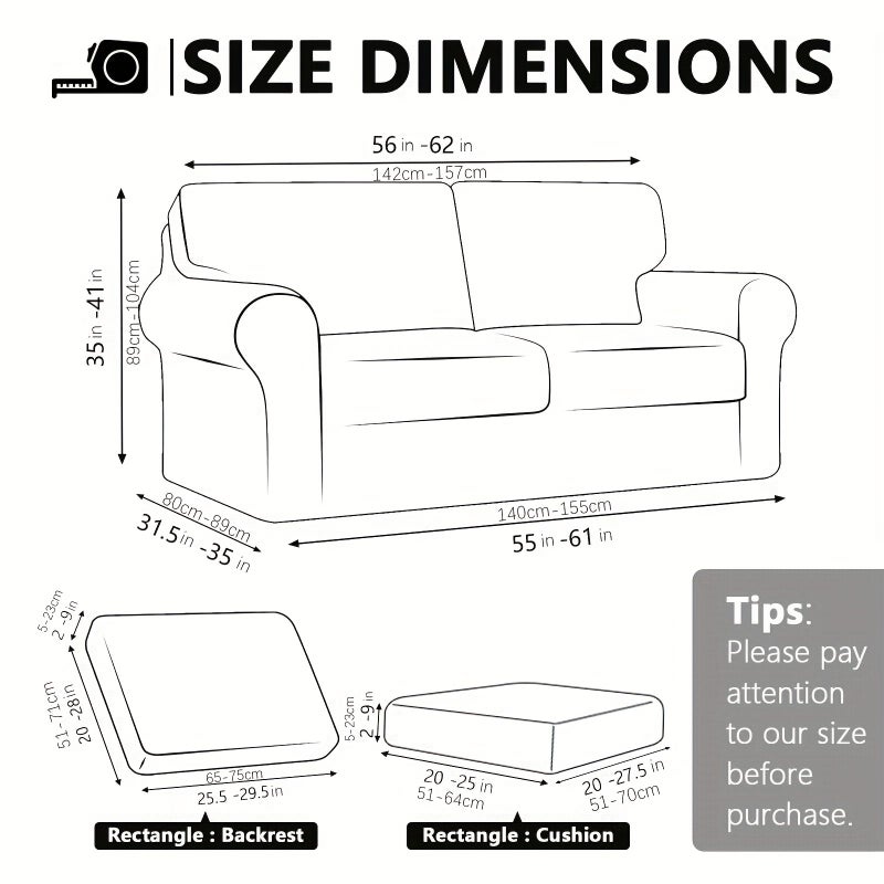 New Gray 1 Seater 3pcs Stretch Sofa Slipcover Set Couch Cover Backrest Cushion Cover Furniture Protector for Living Room Bedroom Office - Image 3